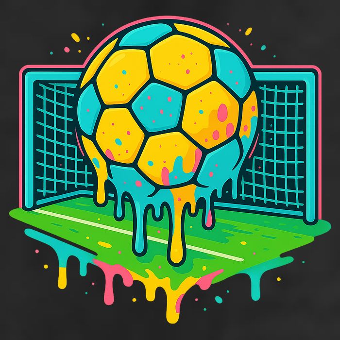 Soccer Ice Cream Drip 7 Panel Mesh Trucker Snapback Hat
