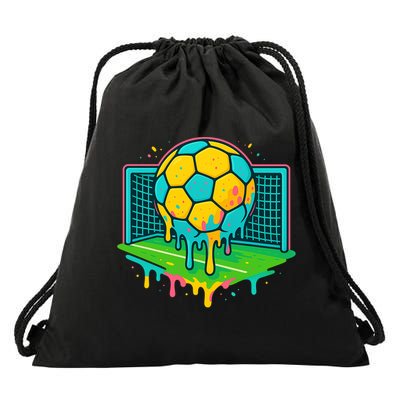 Soccer Ice Cream Drip Drawstring Bag