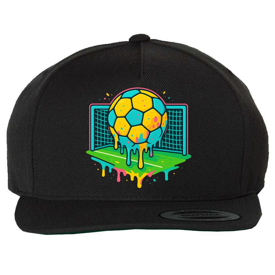Soccer Ice Cream Drip Wool Snapback Cap