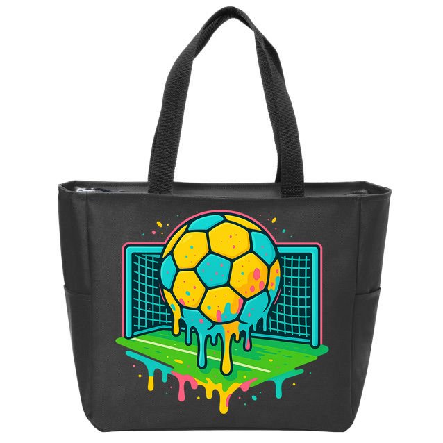 Soccer Ice Cream Drip Zip Tote Bag
