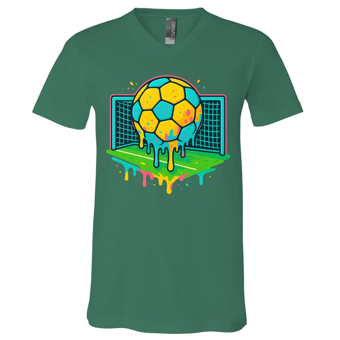 Soccer Ice Cream Drip V-Neck T-Shirt