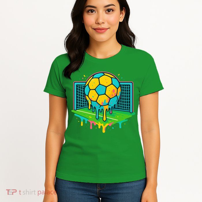 Soccer Ice Cream Drip Womens T-Shirt
