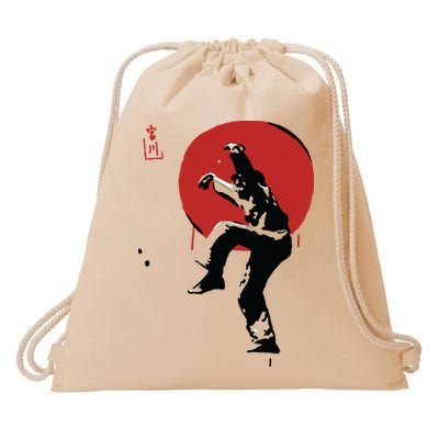 Sumi Ink Crane Kick Drawstring Bag