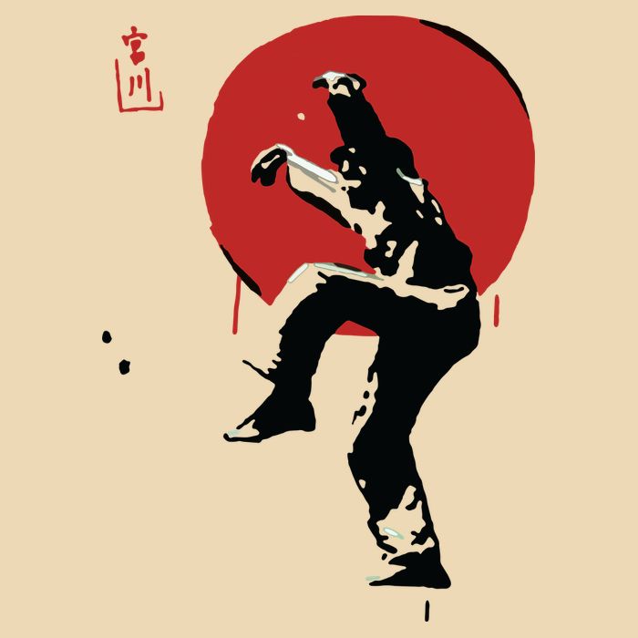 Sumi Ink Crane Kick Drawstring Bag