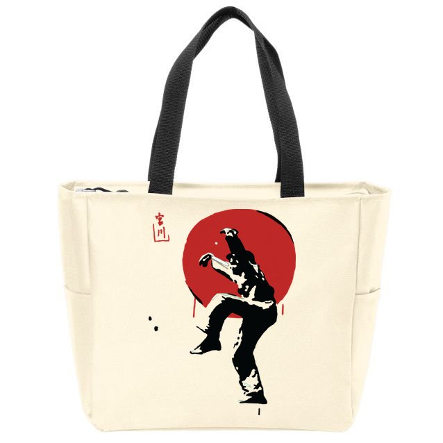 Sumi Ink Crane Kick Zip Tote Bag