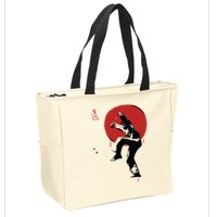 Sumi Ink Crane Kick Zip Tote Bag