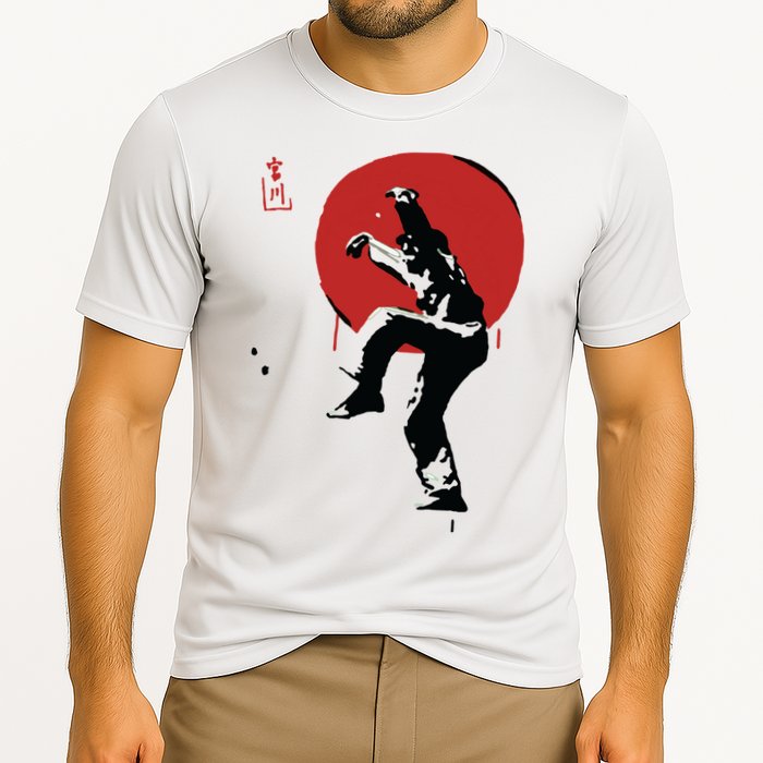 Sumi Ink Crane Kick Cooling Performance Crew T-Shirt