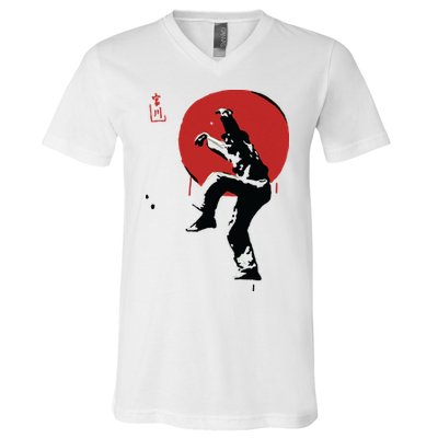 Sumi Ink Crane Kick V-Neck T-Shirt
