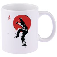 Sumi Ink Crane Kick 11oz C Handle Ceramic Mug