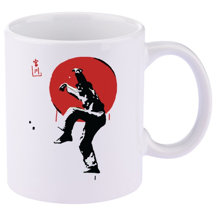 Sumi Ink Crane Kick 11oz C Handle Ceramic Mug