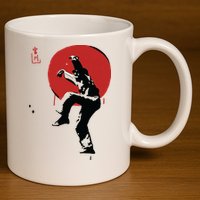 Sumi Ink Crane Kick 11oz C Handle Ceramic Mug