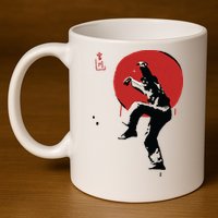 Sumi Ink Crane Kick 11oz C Handle Ceramic Mug
