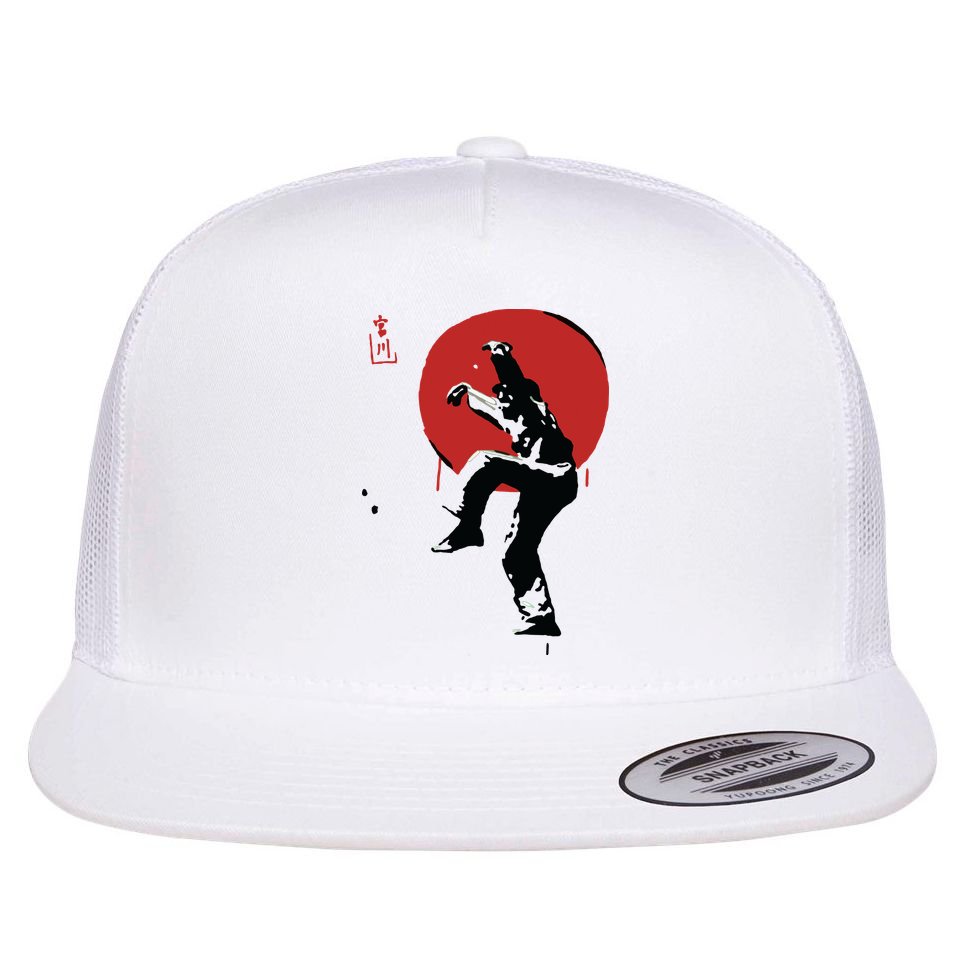 Sumi Ink Crane Kick Flat Bill Trucker Hat