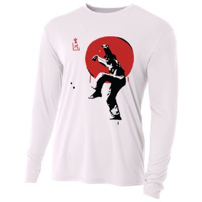 Sumi Ink Crane Kick Cooling Performance Long Sleeve Crew
