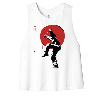 Sumi Ink Crane Kick Women's Racerback Cropped Tank