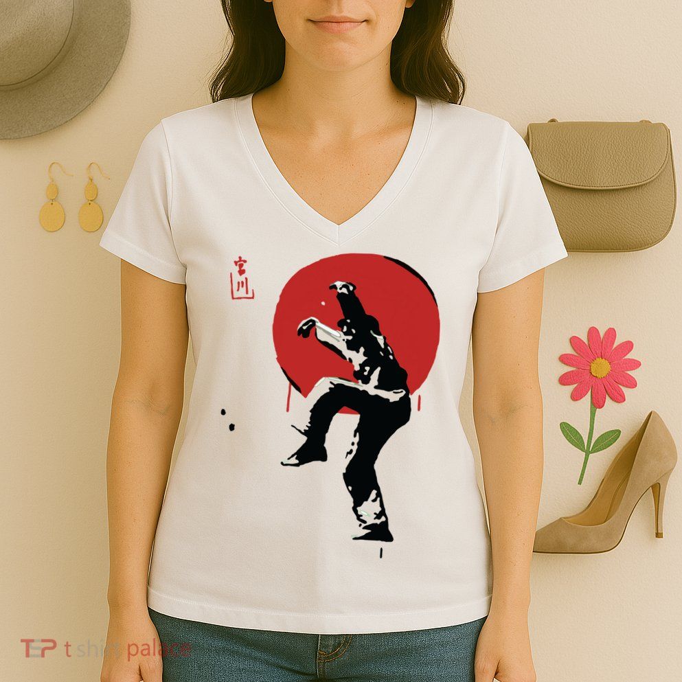 Sumi Ink Crane Kick Women's V-Neck T-Shirt