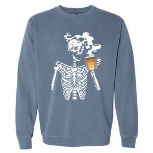 Skeleton Ing Coffee Black History Month Blm Melanin Great Gift Garment-Dyed Sweatshirt