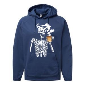 Skeleton Ing Coffee Black History Month Blm Melanin Great Gift Performance Fleece Hoodie