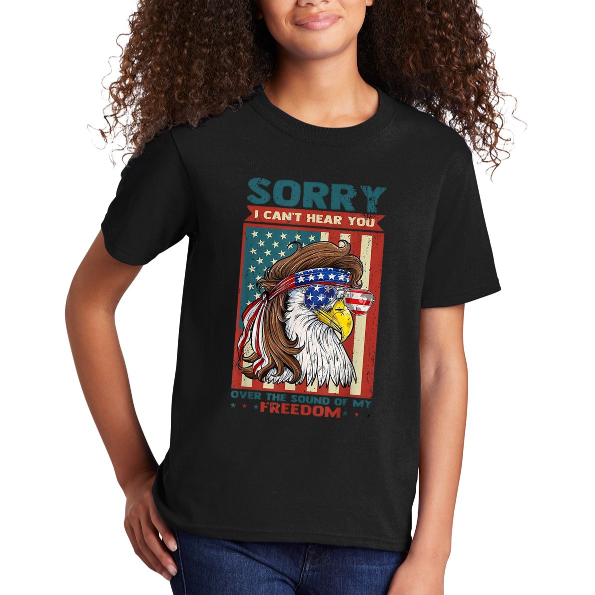 Sorry I Cant Hear You Over The Sound Of My Freedom Eagle Kids T-Shirt