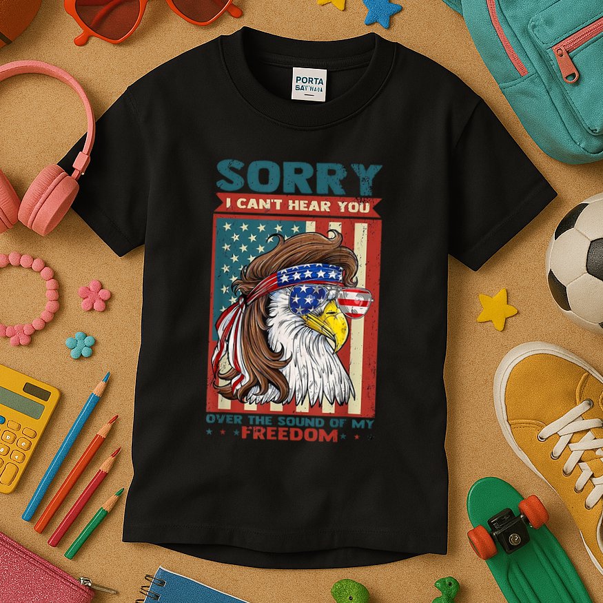 Sorry I Cant Hear You Over The Sound Of My Freedom Eagle Kids T-Shirt