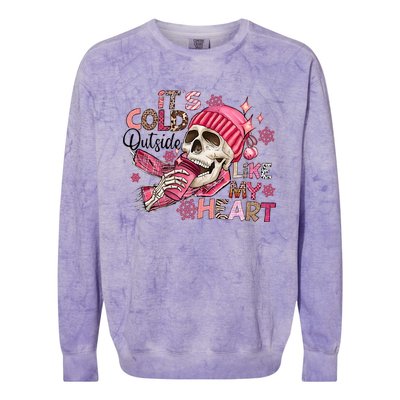 Skeleton It's Cold Outside Like My Heart Valentine's Day Colorblast Crewneck Sweatshirt