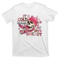 Skeleton It's Cold Outside Like My Heart Valentine's Day T-Shirt