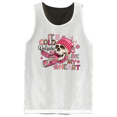 Skeleton It's Cold Outside Like My Heart Valentine's Day Mesh Reversible Basketball Jersey Tank