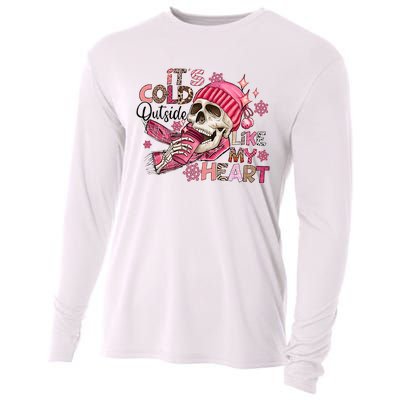 Skeleton It's Cold Outside Like My Heart Valentine's Day Cooling Performance Long Sleeve Crew