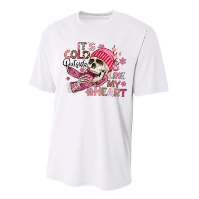 Skeleton It's Cold Outside Like My Heart Valentine's Day Performance Sprint T-Shirt