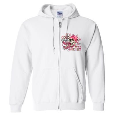 Skeleton It's Cold Outside Like My Heart Valentine's Day Full Zip Hoodie