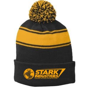 Stark Industries Changing The World For A Better Future Stripe Pom Pom Beanie