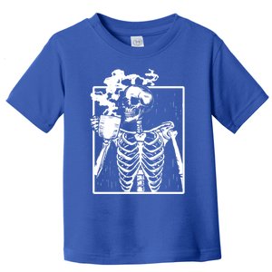 Skeleton Ing Coffee Back Design White Funny Gift Toddler T-Shirt