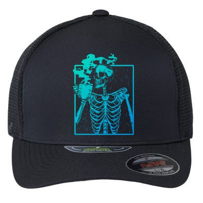 Skeleton Ing Coffee Back Design White Funny Gift Flexfit Unipanel Trucker Cap