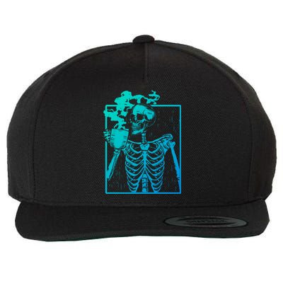 Skeleton Ing Coffee Back Design White Funny Gift Wool Snapback Cap