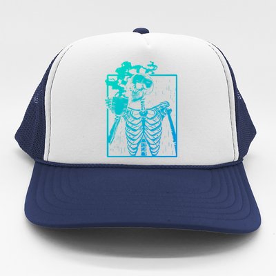 Skeleton Ing Coffee Back Design White Funny Gift Trucker Hat