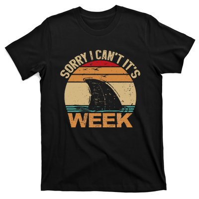 Sorry I Can't It's Week Funny Vintage Shark lovers T-Shirt