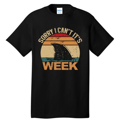 Sorry I Can't It's Week Funny Vintage Shark lovers Tall T-Shirt