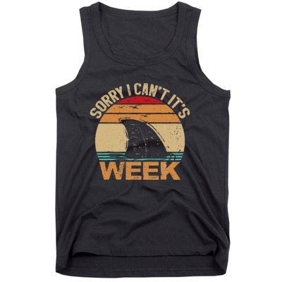 Sorry I Can't It's Week Funny Vintage Shark lovers Tank Top