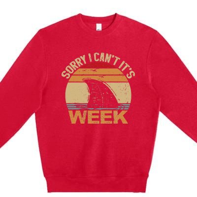 Sorry I Can't It's Week Funny Vintage Shark lovers Premium Crewneck Sweatshirt