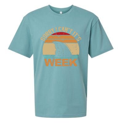 Sorry I Can't It's Week Funny Vintage Shark lovers Sueded Cloud Jersey T-Shirt