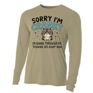 Sorry IM Cranky IM Going Through My Terrible 30S Cat Gift Cooling Performance Long Sleeve Crew