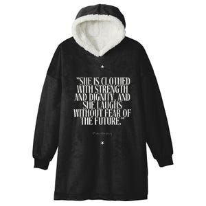 She Is Clothed With Strength Hooded Wearable Blanket