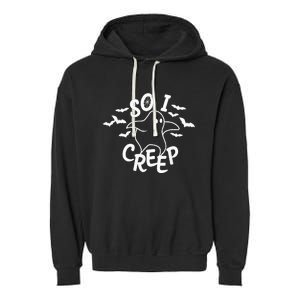 So I Creep Ghost Halloween Funny VNeck Garment-Dyed Fleece Hoodie