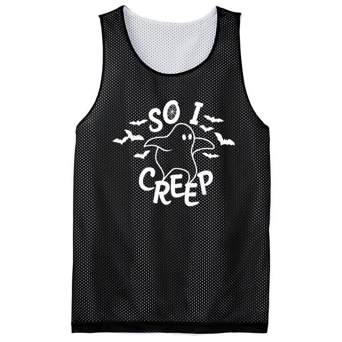 So I Creep Ghost Halloween Funny VNeck Mesh Reversible Basketball Jersey Tank