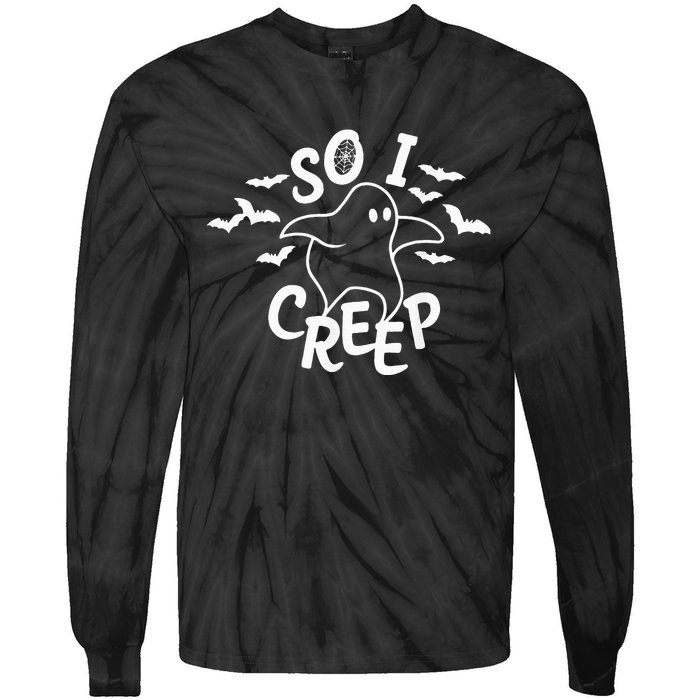 So I Creep Ghost Halloween Funny VNeck Tie-Dye Long Sleeve Shirt