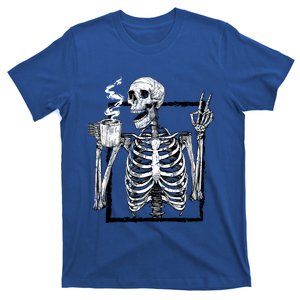 Skeleton Ing Coffee Gothic Peace Sign Halloween Grunge Gift T-Shirt