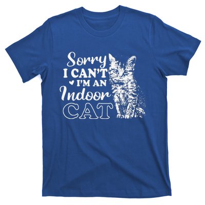 Sorry I Can't I'm An Indoor Cat Retro Cat Lover T-Shirt