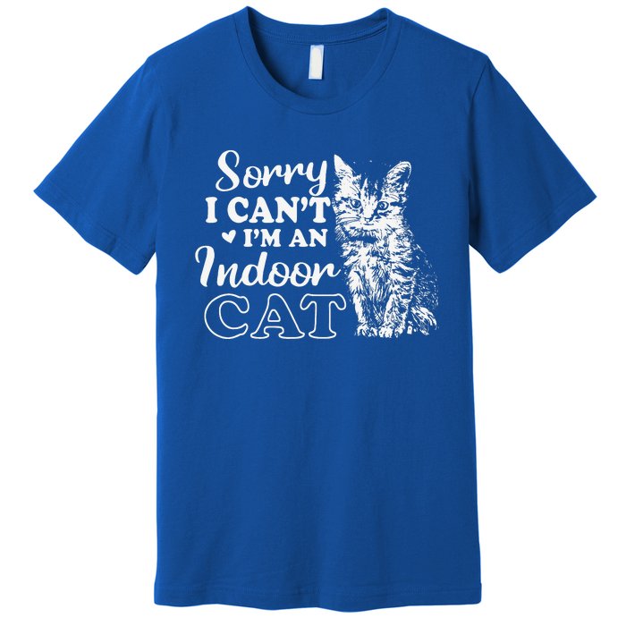 Sorry I Can't I'm An Indoor Cat Retro Cat Lover Premium T-Shirt