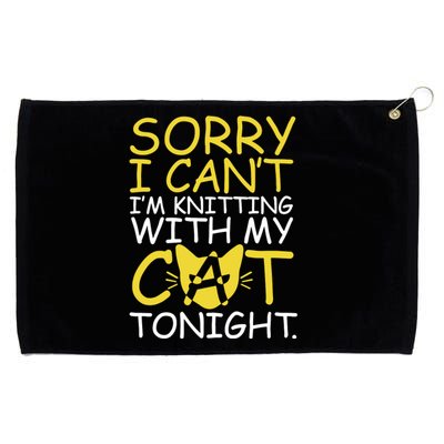 Sorry I Can't I Am Knitting With My Cat Tonight Cat Grommeted Golf Towel