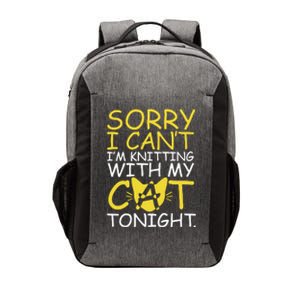 Sorry I Can't I Am Knitting With My Cat Tonight Cat Vector Backpack